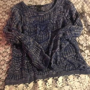 INC Super cute blue and white lace trim sweater